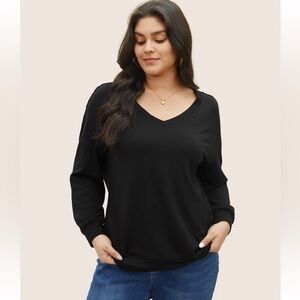 BloomChic Black Relaxed Cut-Out Sweatshirt